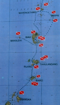 Carte des sites de plongée (circuit Sulawesi Nord) - Wallacea