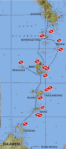 Sulawesi Nord : trajet et sites plongées - Paisubatu II